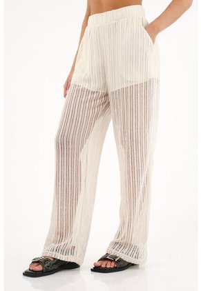 Topmark Pantalón Recto De Tejido Abierto Crudo Para Mujer