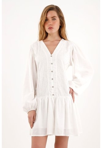 Topmark Vestido Crudo Corto Manga Larga Para Mujer topmark