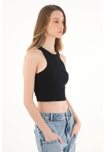 Topmark Camiseta Manga Sisa Negra Para Mujer