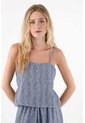 Topmark Camisa De Tiras Y Tela Fluida Azul Para Mujer de topmark
