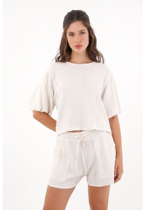 Topmark Camisa Con Mangas Abombachadas Crudo Para Mujer