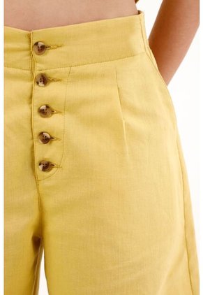 Topmark Pantalón Recto De Tiro Alto Amarillo Para Mujer