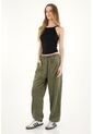 Topmark Pantalón Oversize Con Pretina Elástica Verde Para Mujer de topmark