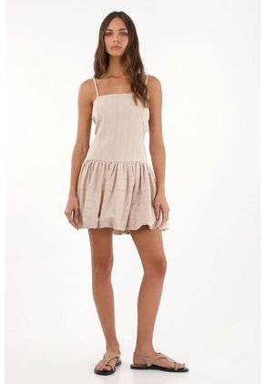 Topmark Vestido Corto De Silueta Globo Crudo Para Mujer