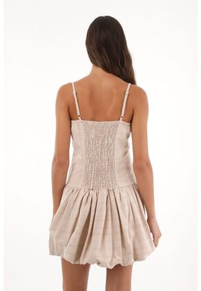 Topmark Vestido Corto De Silueta Globo Crudo Para Mujer