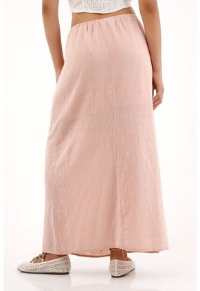 Falda Larga Con Aberturas Laterales Rosada Para Mujer