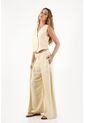 Topmark Pantalón Para Mujer De Lino Arena Palazzo Con Pliegues Frontales de topmark