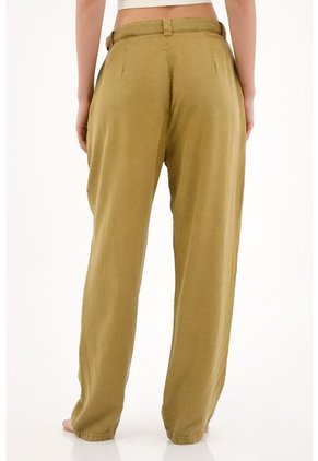 Pantalón Tiro Alto Con Teñido Overdye Verde Para Mujer