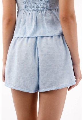 Topmark Bermuda Para Mujer En Poliéster Celeste Fit Relajado Con Bajo Redondeado