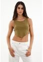 Camiseta Verde Cuello Redondo Tipo Crop Para Mujer de topmark