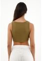 Camiseta Verde Cuello Redondo Tipo Crop Para Mujer de topmark