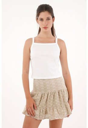 Topmark Camiseta Crop Ajustada Blanca Para Mujer