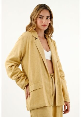 Blazer Con Tapas De Bolsillos Amarillo Para Mujer topmark