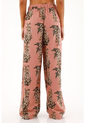 Topmark Pantalón Rosado Tiro Alto Con Estampado De Flores Para Mujer