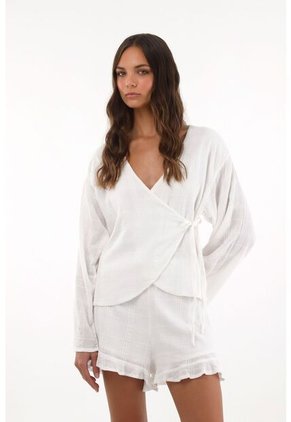 Topmark Camisa Manga Larga Acampanada Crudo Para Mujer