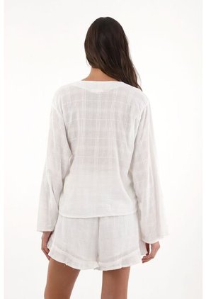 Topmark Camisa Manga Larga Acampanada Crudo Para Mujer