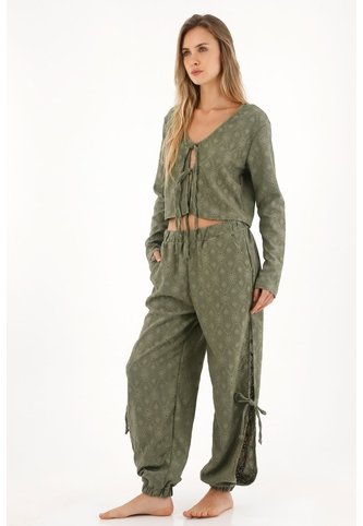 Topmark Pantalón Jogger Bordado Verde Para Mujer topmark