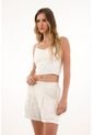Topmark Short Con Tela Bordada En Delantero Crudo Para Mujer de topmark