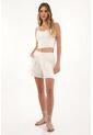 Topmark Short Con Tela Bordada En Delantero Crudo Para Mujer de topmark