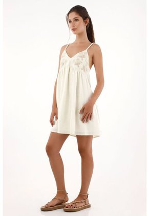 Topmark Vestido Corto Con Bordado De Flores Amarillo Para Mujer