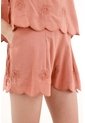Topmark Bermuda Con Bordado En Ruedo Naranja Para Mujer de topmark