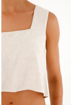 Camisa Escote Cuadrado Manga Sisa Crudo Para Mujer