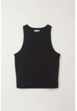 Topmark Camiseta Manga Sisa Negra De Silueta Ajustada Para Mujer de topmark