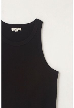 Topmark Camiseta Manga Sisa Negra De Silueta Ajustada Para Mujer