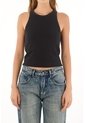 Topmark Camiseta Manga Sisa Negra De Silueta Ajustada Para Mujer de topmark
