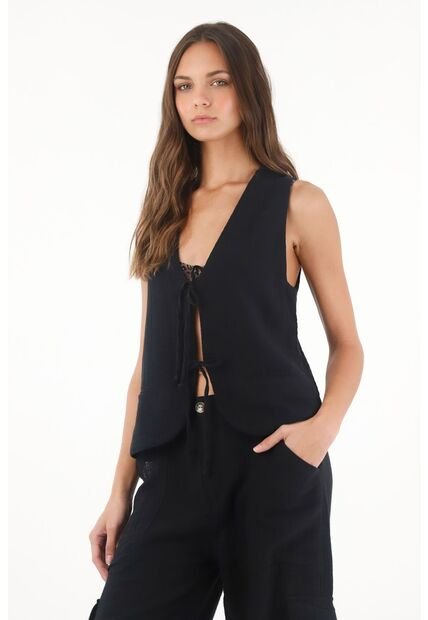 Topmark Chaleco De Tiras En Delantero Negro Para Mujer