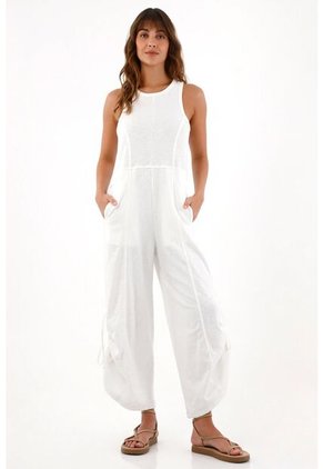 Topmark Overall Tipo Mono Manga Sisa Crudo Para Mujer