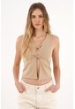 Topmark Camiseta Manga Sisa Con Detalle Entorchado Crudo Para Mujer de topmark