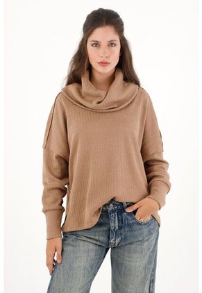 Topmark Buzo Cuello Tortuga Amplio Café Para Mujer