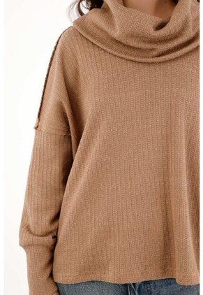 Topmark Buzo Cuello Tortuga Amplio Café Para Mujer