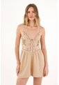 Topmark Vestido Corto Con Imitación Bordado Café Para Mujer de topmark