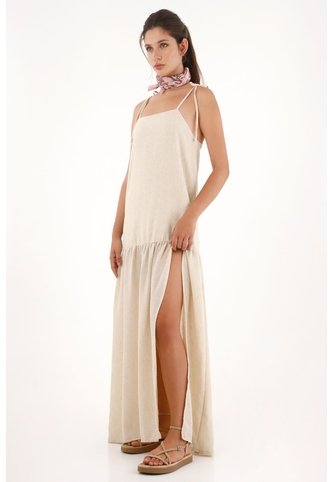 Vestido Largo De Tiras Crudo Para Mujer topmark