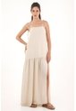Vestido Largo De Tiras Crudo Para Mujer de topmark