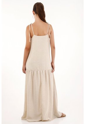 Vestido Largo De Tiras Crudo Para Mujer