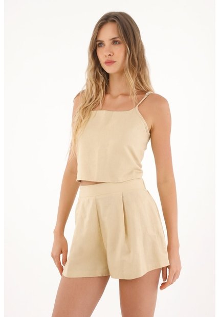 Topmark Short Con Prenses En Delantero Crudo Para Mujer