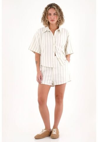 Topmark Camisa De Diseño A Rayas Crudo Para Mujer topmark