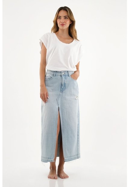 Topmark Falda Azul En Denim Para Mujer