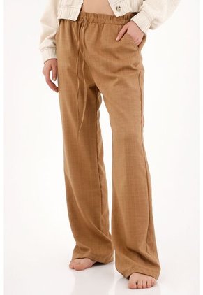 Topmark Pantalón Recto Con Cintura Elástica Café Para Mujer