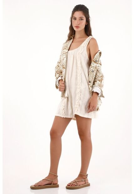 Topmark Enterizo Corto Tipo Mono Crudo Para Mujer