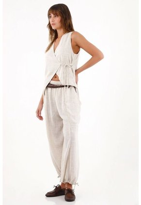 Topmark Chaleco De Diseño Cruzado Gris Para Mujer