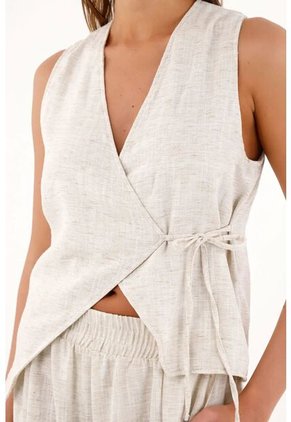 Topmark Chaleco De Diseño Cruzado Gris Para Mujer