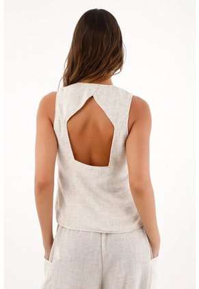 Topmark Chaleco De Diseño Cruzado Gris Para Mujer