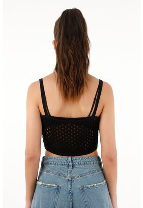 Topmark Camiseta Tipo Pañoleta Tejida Negra Para Mujer