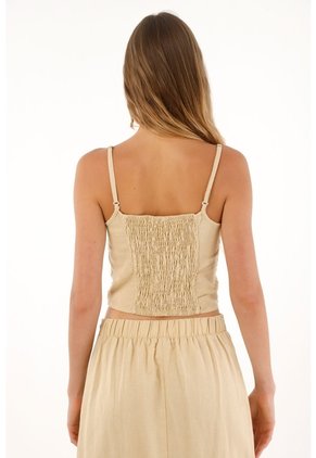 Topmark Camisa Crop De Tiras Crudo Con Textura Ligera Para Mujer