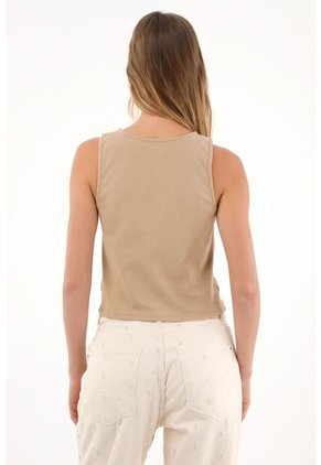 Topmark Camiseta Manga Sisa Con Detalle Entorchado Crudo Para Mujer