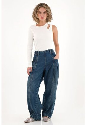 Topmark Jean Balloon De Pretina Elástica Azul Para Mujer